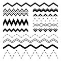 Wavy zigzag. Wiggle jagged waves, parallel sinus line wave border and sine zigzags frame vector seamless illustration