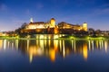 Wawel Castle in the evening in Krakow