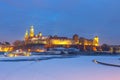 Wawel Castle in the evening in Krakow