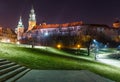 Wawel Castle in the evening in Krakow