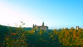 Wawel castle famous landmark in Krakow Poland. Picturesque landscape on coast river Wisla. Autumn sunset with white sky  - Bilder Royalty Free Stock Photo