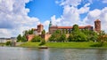 Wawel castle - famous landmark in Krakow Poland. Picturesque landscape on coast Vistula river during the sunny day Royalty Free Stock Photo