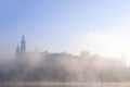 Zamek Wawel Castle in Krakow in morning fog Royalty Free Stock Photo