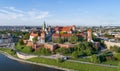 Wawel Castle, Krakow, Poland. Aerial panorama Royalty Free Stock Photo