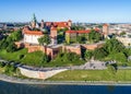 Wawel Castle, Krakow, Poland. Aerial panorama