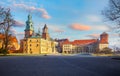 Wawel castle in Krakow Poland. Panoramic view. Towers Royalty Free Stock Photo