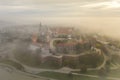 Wawel Castle during morning fog Royalty Free Stock Photo