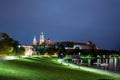 Wawel castle at night in Krakow, Poland Royalty Free Stock Photo