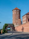 Wawel Castle: Sandomierska tower, Gate and Wall. Krakow. Poland Royalty Free Stock Photo