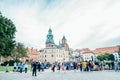 Wawel castle with tourists Royalty Free Stock Photo
