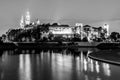 Wawel Hill above Vistula River in Krakow at night Royalty Free Stock Photo