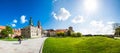 Wawel castle yard with lawn, panoramic view Royalty Free Stock Photo