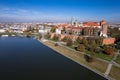 Wawel Castle (Zamek na Wawelu) KrakÃ³w, Poland, Vistula river, aerial view,