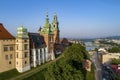 Wawel Cathedral in Krakow, Poland. Aerial view at sunrise Royalty Free Stock Photo
