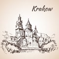 Wawel Cathedral - Krakow, Poland. Sketch.