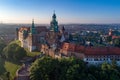 Wawel Catherdral and Castle. Krakow, Poland. Aerial view Royalty Free Stock Photo