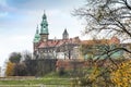 Wawel royal castle and chapel, Krakow during autumn, Poland