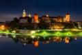 Wawel Royal Castle at night, Krakow. Poland Royalty Free Stock Photo