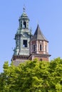 Wawel Royal Castle with Silver Bell Tower and Clock Tower, Cracow Royalty Free Stock Photo