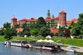 Wawel, view over the river Wisla, a Renaissance castle with the Cathedral of St. Stanislaw and St. Wenceslas, a sacred and memorab