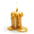 Wax candle burning low with melted wax drips isolated on white background, Ai Generated Royalty Free Stock Photo