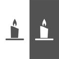 Wax candle icon on white and black background