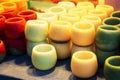 Wax candles of various colors Royalty Free Stock Photo