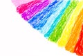 Wax crayon hand drawing rainbow