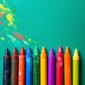 Wax crayon pencils background