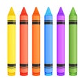 Wax crayons set in cartoon style isolated on white background. Preschool palette, pencils for education. Royalty Free Stock Photo