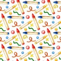 Wax crayons and watercolor doodle pattern