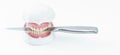 Wax denture with a knife Royalty Free Stock Photo