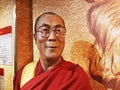Wax figure of Dalai Lama, at Madame Tussauds, Amsterdam. Royalty Free Stock Photo