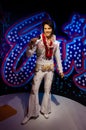 The wax figure of Elvis Aaron Presley in Madame Tussauds Singapore. Royalty Free Stock Photo