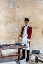 Malta, Valletta, August 2019. Wax figure of a French soldier of the Napoleonic army. Royalty Free Stock Photo