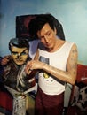 Wax figure of Herman Brood, at Madame Tussauds, Amsterdam.