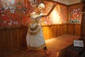 Wax figure of Indian woman perform Kerala Mohiniyattam dance with traditional makeup. Mohiniattam artist performance : Kochi India