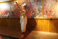 Wax figure of Indian woman perform Kerala Mohiniyattam dance with traditional makeup. Mohiniattam artist performance : Kochi India