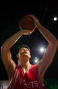 The wax figure of Yao Ming in Madame Tussauds Singapore. Royalty Free Stock Photo