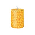 Wax honey candle. Hand drawn watercolor illustration isolated on white background Royalty Free Stock Photo