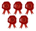 Wax Number Stamps 6 to 0 Royalty Free Stock Photo