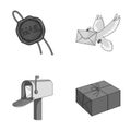 Wax seal, postal pigeon with envelope, mail box and parcel.Mail and postman set collection icons in monochrome style Royalty Free Stock Photo