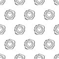 Wax seal seamless pattern line. A beautiful depiction of a heart embossed on wax for letters with a love message