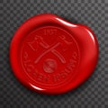 Wax Seal Stamp Red Certificate Sign Transparent Background Mockup Icon Royalty Free Stock Photo