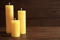 Wax yellow candles burning