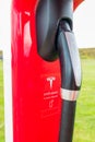 WAXAHACHIE, TEXAS, USA - OCTOBER 1, 2018 - Closeup of Tesla char