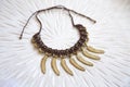 waxed string necklace with brass components