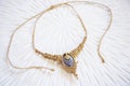 waxed string necklace with gemstone lapis lazuli