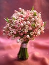 Waxflower wedding bouquet blurred background