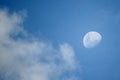 A waxing gibbous daytime moon in the evening sky Royalty Free Stock Photo